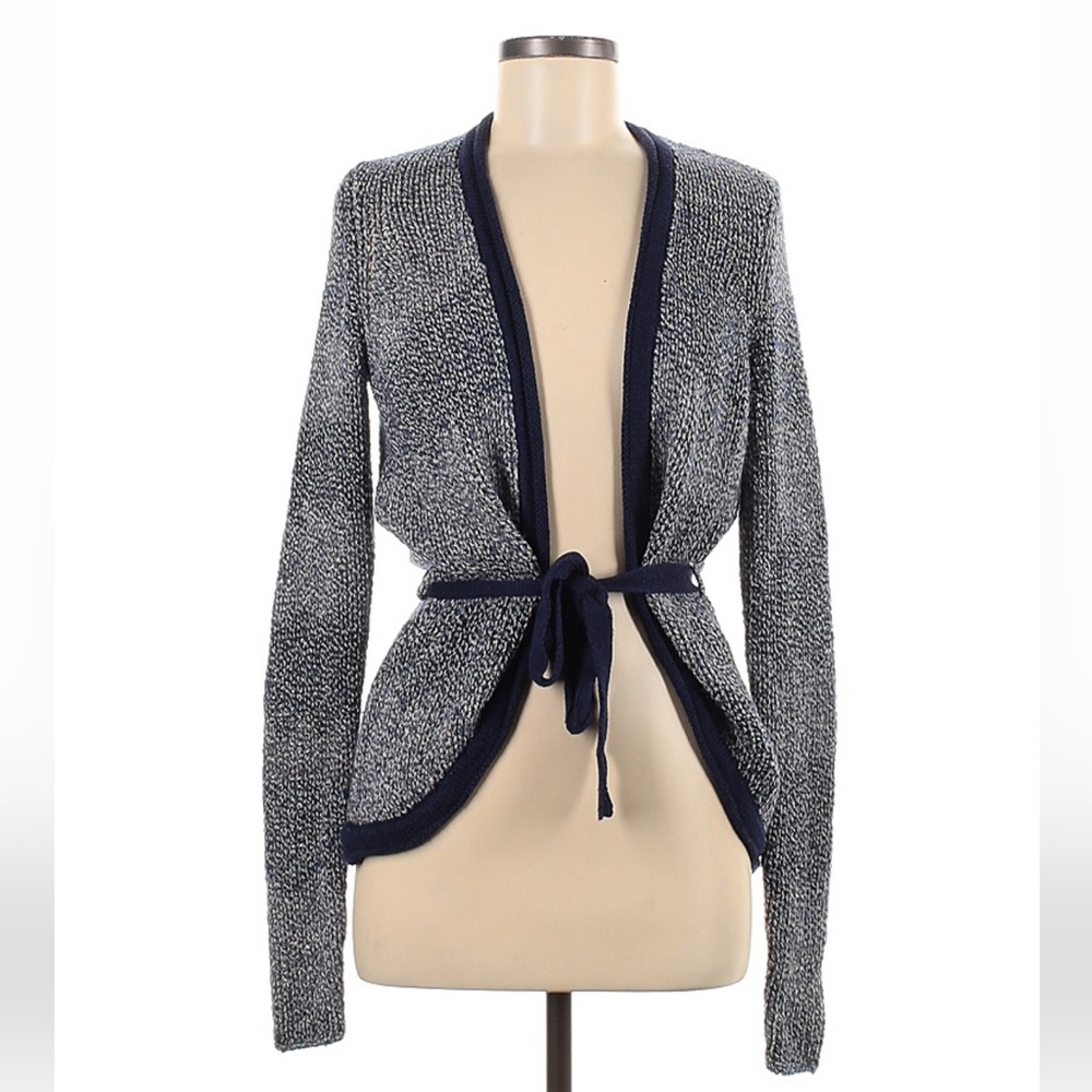 Vera Wang knitted Navy/white Cardigan Sweater with tie